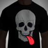 LED T-Shirt with Skull print and glowing tongue lighting up fully