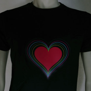 Rainbow Heart LED T-Shirt design turned off and not lighting up