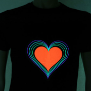 Rainbow Heart LED T-shirt design fully lit up