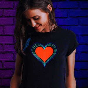 Rainbow Heart LED Light Up T-shirt