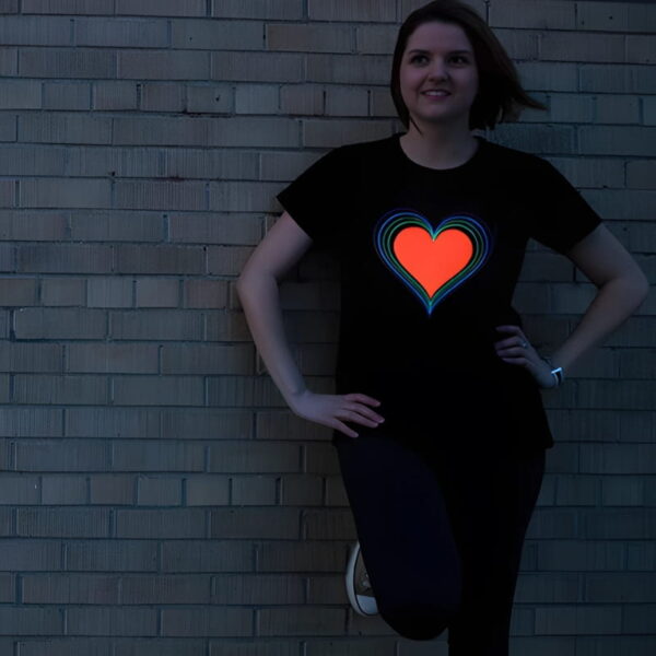 Rainbow Heart LED Light Up T-shirt - Image 2