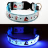 Blue Nautical LED Dog collar on and off