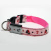White and Pink LED Dog Collar Turned Off in white setting with anchors and sailboats printed on collar