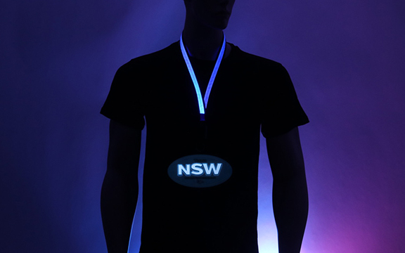 Blue LED Lanyard with Custom NSW EL Badge Design