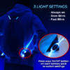Diagram of LED Drawstring Bag battery packs and how to operate 3 different light settings