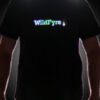 Custom Logo Lighting Up On LED Shirt that person is wearing in dark
