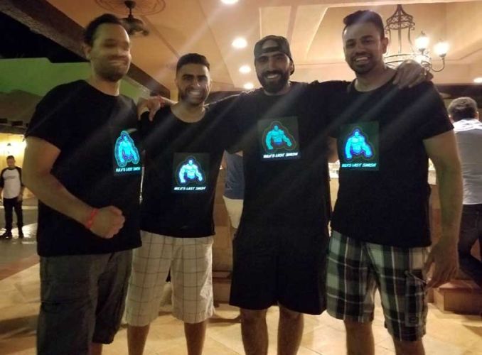 bachelor nightlife light up shirts on group of men