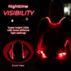 Person wearing red LED drawstring bag at night, picture of front and back