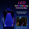 Diagram of Color Changing LED Drawstring bag with color options of black or white