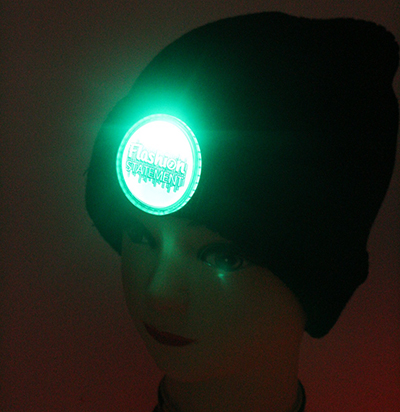 Black Beanie Green LED Lights