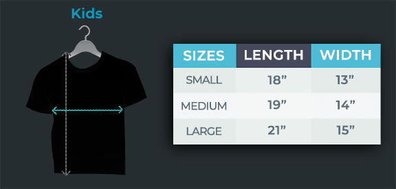 Kids Light Up Shirt Size Chart With Measurements