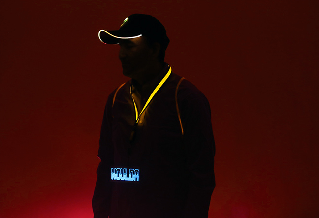 Yellow LED Lanyard with Custom EL Badge & LED Hat
