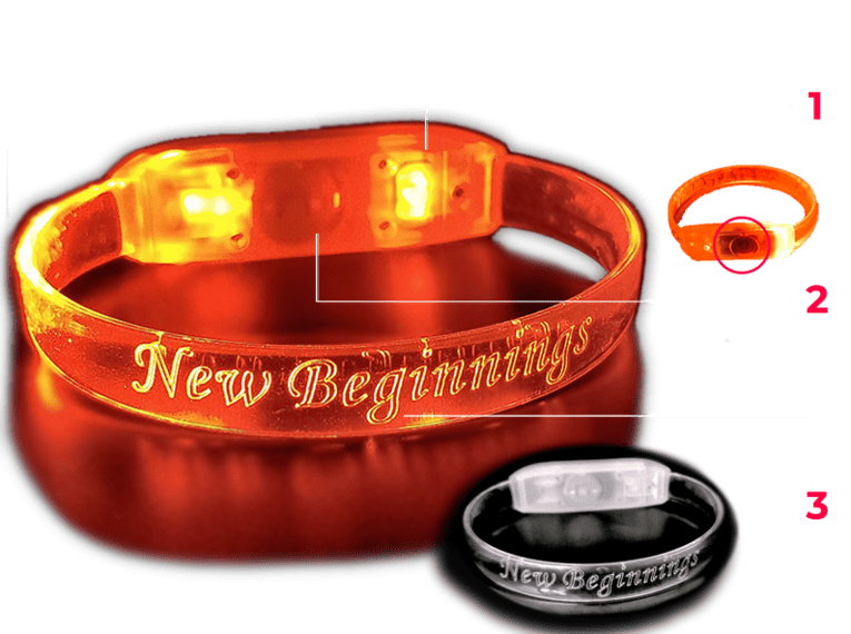 LED Light-Up Bracelets - Pack of 12 - Ready, Set, Move VBS 2023 by Orange