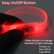 Button Battery Diagram on LED Bracelet explaining 3 different light settings