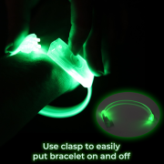 Diagram of LED bracelet clasp, showing how to take it on and off wrist
