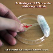 How to activate LED bracelets by pulling tab