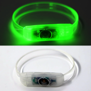 Green LED Bracelet, Lit Up in Dark, Turned Off and Clear