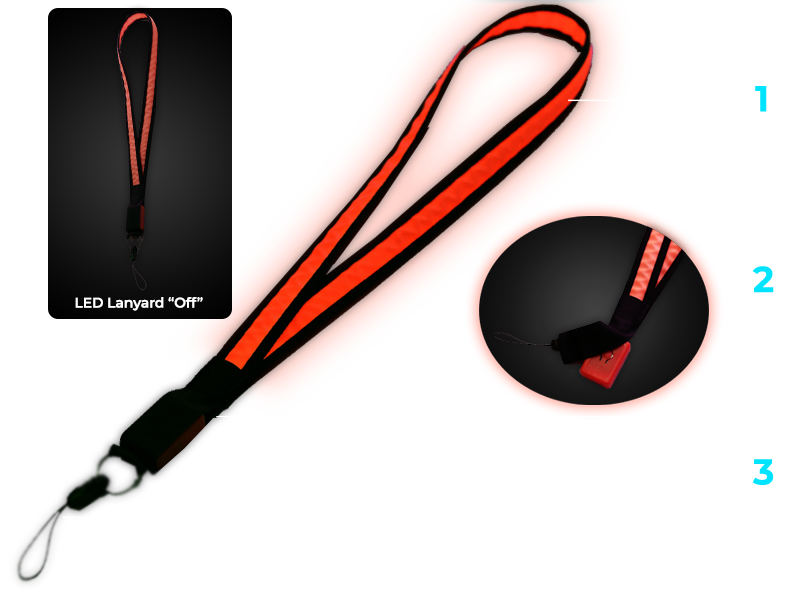 Diagram showing how LED Lanyard works with hidden battery pack