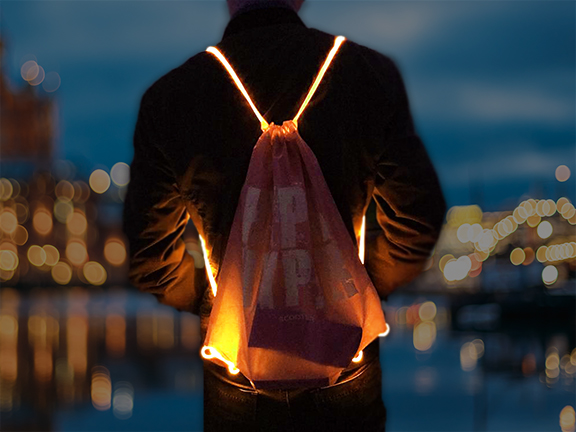 Custom printed logo on LED Drawstring Bag