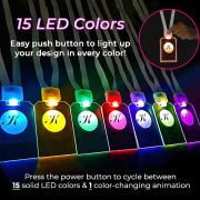 diagram showing the same custom led id badge design lighting up in up to 15 different colors