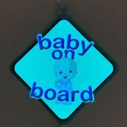 baby on board light up el poster for car with baby shining bright blue
