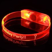 Birthday party custom engraved LED bracelet lighting up bright orange