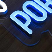 closeup of illuminated LED sign letters