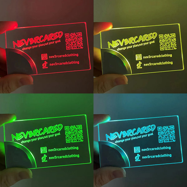 Acrylic LED Business Card RGB Lights Blank Custom Design