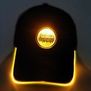 Custom Flashion Statement LED Baseball Hat with brim and logo design lighting up neon yellow