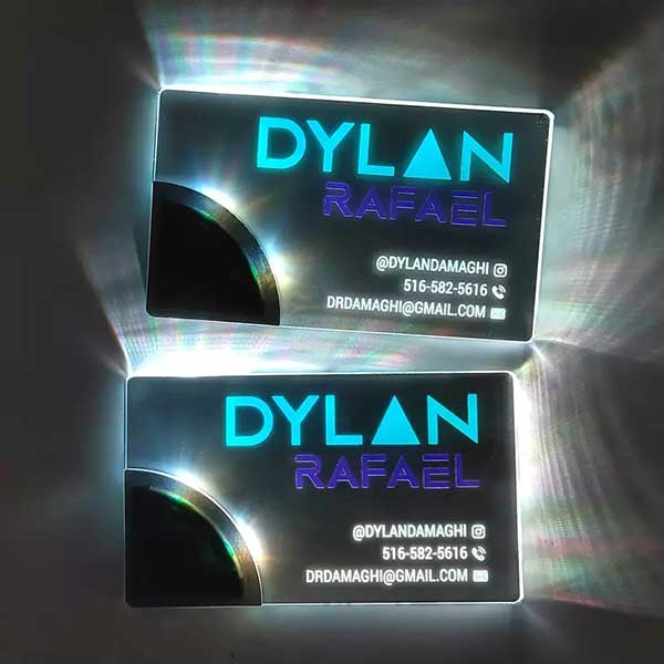 Acrylic LED Business Card RGB Lights Blank Custom Design