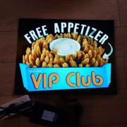 VIP Club EL Poster design for free appetizer showing onion blossom lit up fully