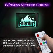 Fortnite LED edge lit hanging acrylic sign with remote to change colors, light modes, and set timer