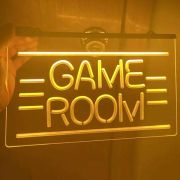 Acrylic LED edge lit sign with Game Room custom design illuminating yellow
