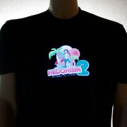Custom Hedonism Resort light up t-shirt illuminating brightly