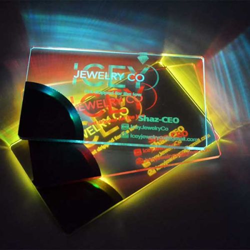 Glowing bright light up business cards with branded logo UV printed