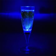 Blue LED champagne flute illuminating brightly
