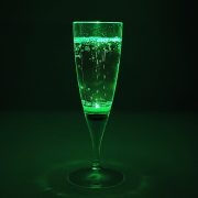 Green LED champagne flute lighting up bright green