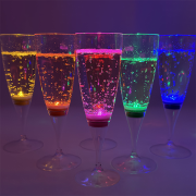 Six LED champagne glass colors shining bright neon colors