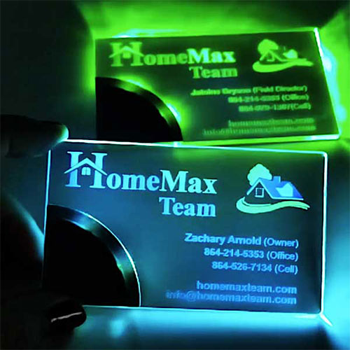 Custom LED Business Cards: USB Rechargeable