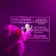 Tile company LED Business card lighting up hot pink