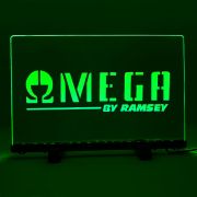 Green LED acrylic sign with custom logo on stand