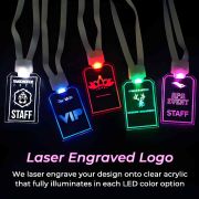 5 different laser engraved designs on LED ID badges
