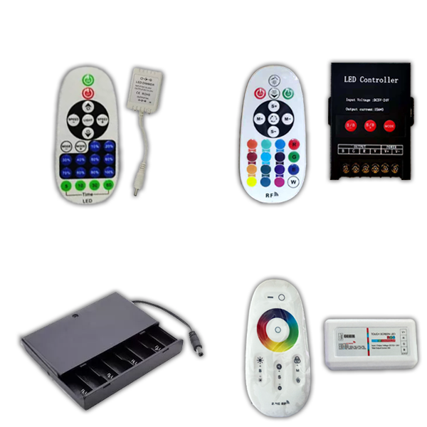 Neon-LED-Sign-Remote-Options Diagram showing three different remote options to use with neon LED signs as well as battery box option
