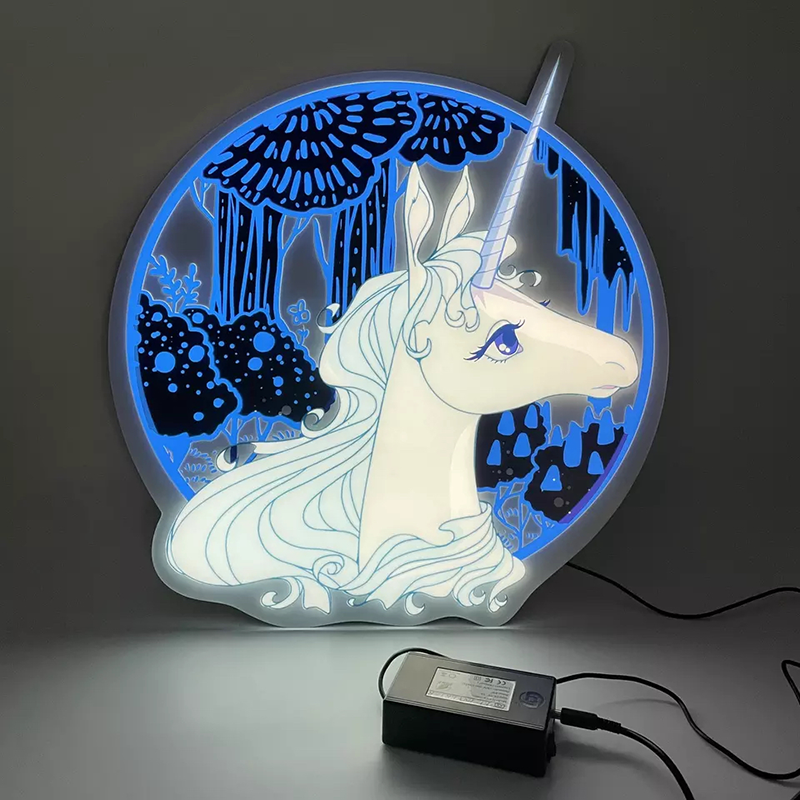 Glowing Unicorn custom EL poster design with trippy background