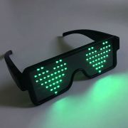 Green LED Sunglasses animating in Heart Pattern on each lens
