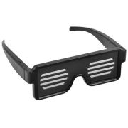 LED Sunglasses turned off showing the slits you can use to see through the glasses when wearing them
