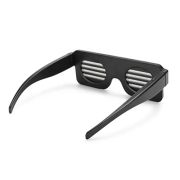 LED sunglasses from the perspective of the wearer showing the slits you can see through in the lens
