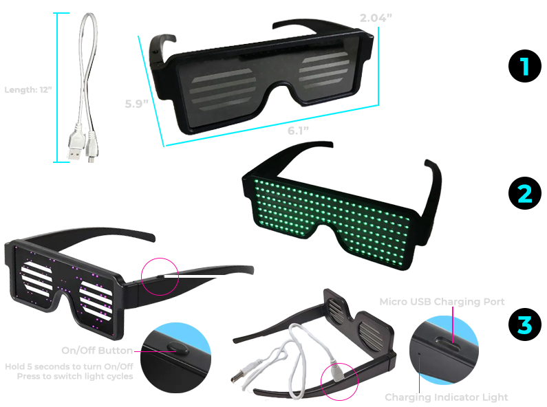 Diagram showing how light up sunglasses work