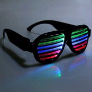 LED Shutter Shade Sunglasses Lit Fully in Rainbow Colored Pattern