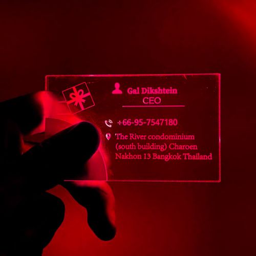 Red LED Business card with CEO of Condo Building information